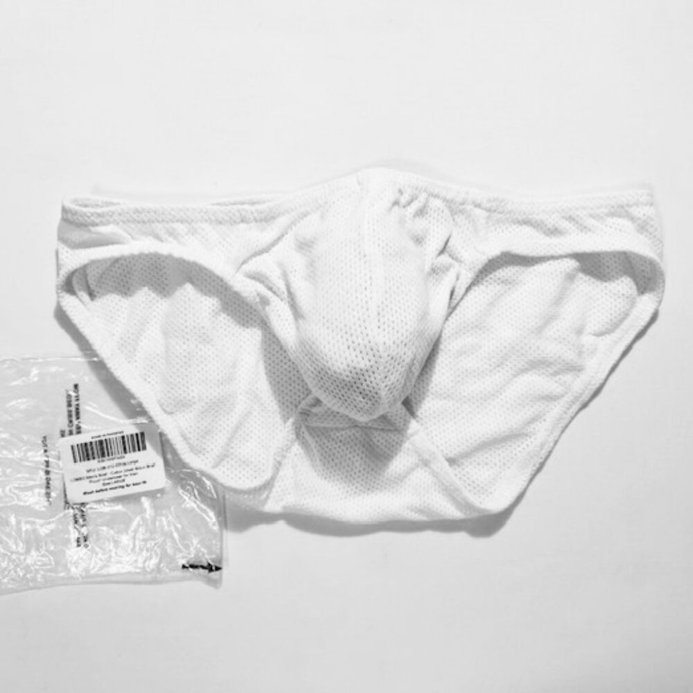 LOBBO Size L 100% Cotton Mesh Bikini Brief - White - LOB-WHT-M